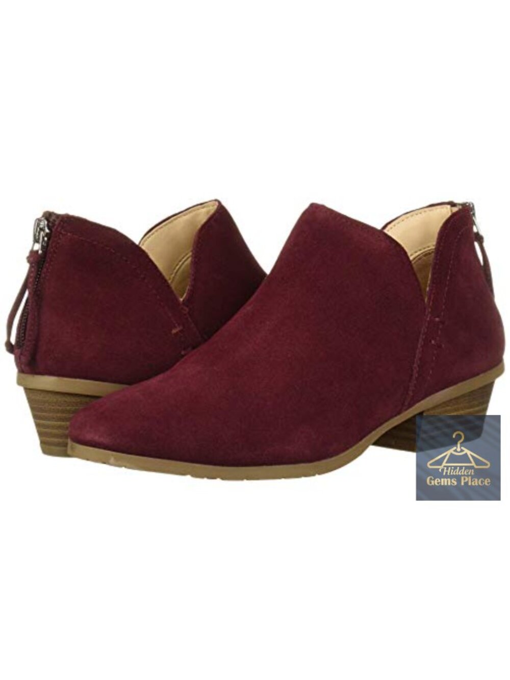 Faux Suede Ankle Booties Block Heel Zip Closure Women's Boots